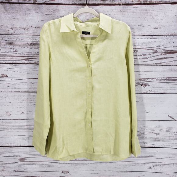 Talbots Women's Pure Irish Linen Button Down Long Sleeve Top Size 10 - Picture 1 of 14